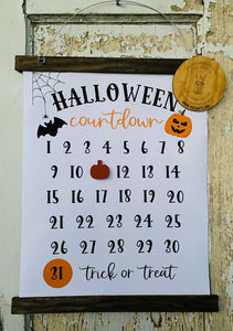 Halloween Countdown Canvas Wall Hanger, Halloween Decor, Fall