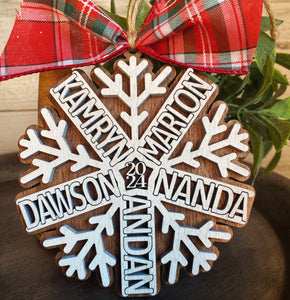 Snowflake Personalized Family Ornament