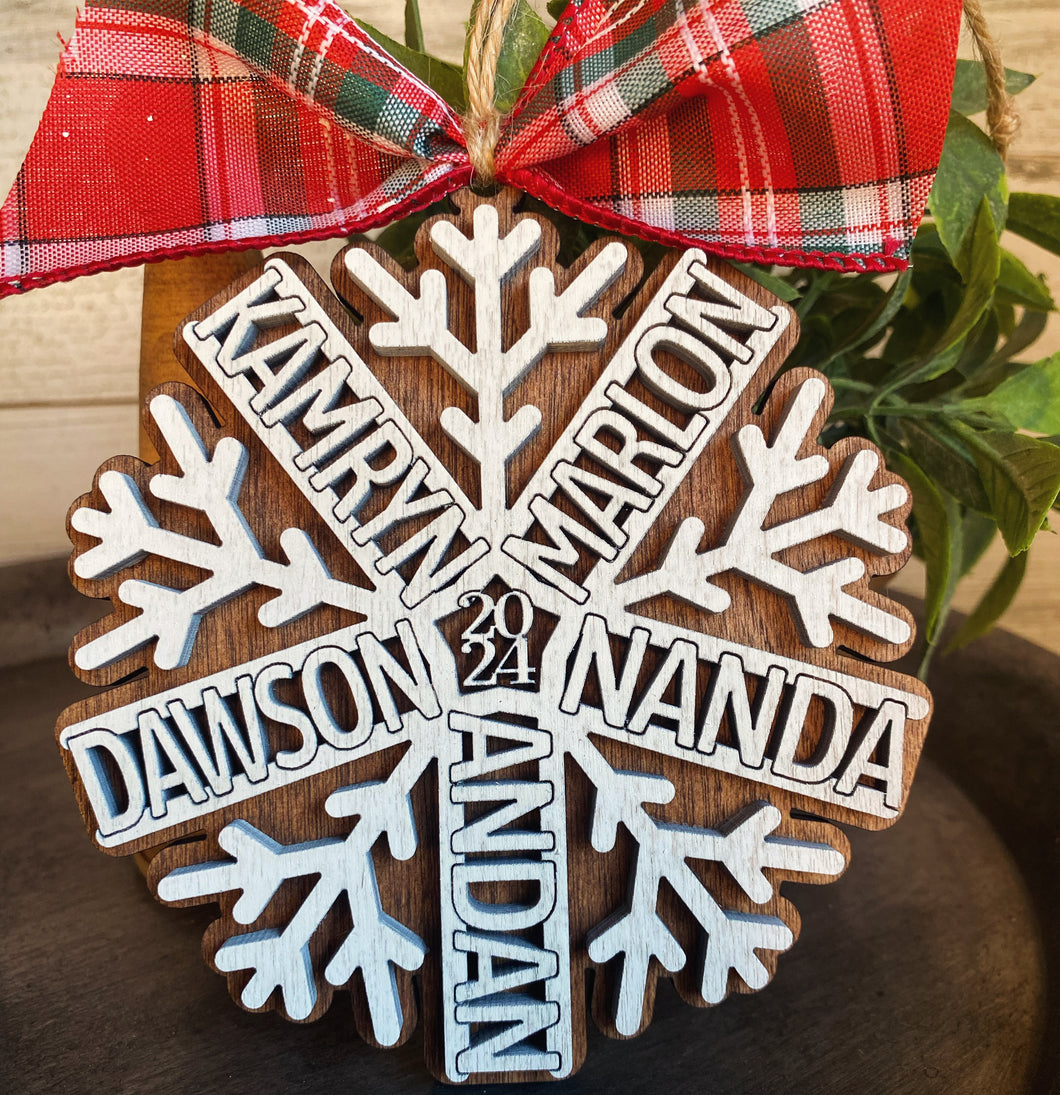 Snowflake Personalized Family Ornament