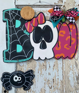 Boo Spider Halloween Door Hanger, Halloween Decor, Fall Wood Sign