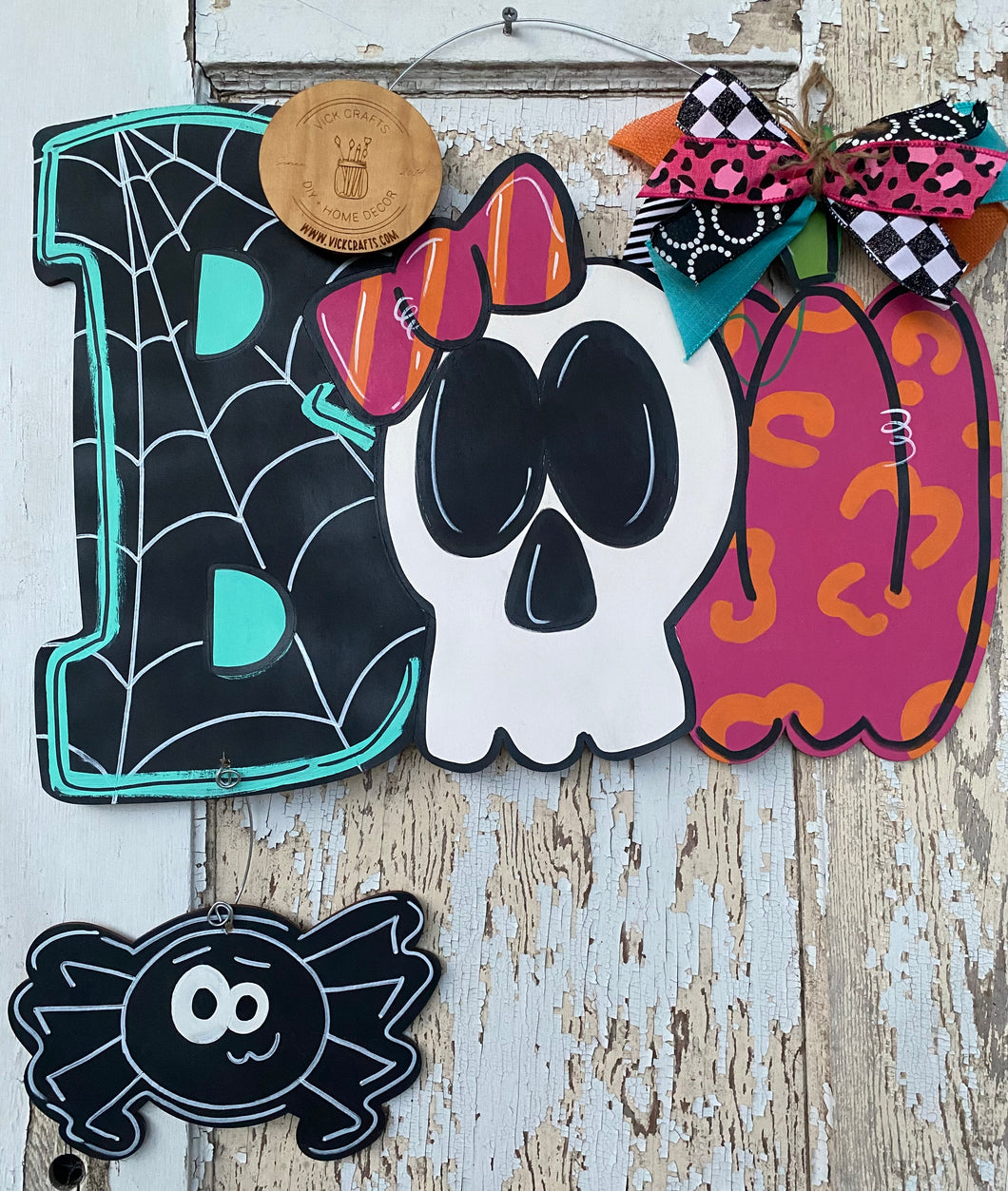 Boo Spider Halloween Door Hanger, Halloween Decor, Fall Wood Sign