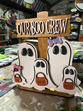 Load image into Gallery viewer, Boo Crew Shelf Sitter, Halloween Sign, Fall Decor
