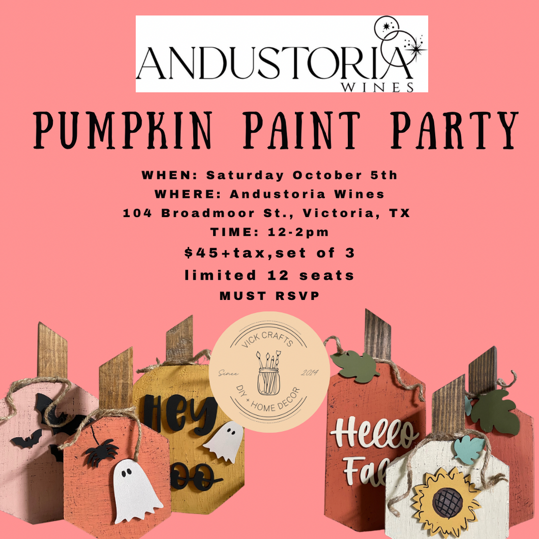 Andustoria Wines Pumpkin Paint Party OCT 5th 12-2pm