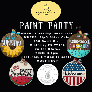 Sip & Shine Cafe Paint Party 6/20 6-8pm