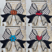 Load image into Gallery viewer, Interchangeable Black &amp; White Bow Door Hanger, Seasonal Decor, Fall Sign
