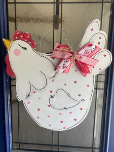 XO❤️ Chicken Valentine Door Hanger, Valentine Sign, Chicken Love