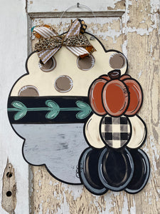 Stacked Pumpkin Plaque Door Hanger, Fall Sign, Wood Fall Decor