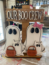 Load image into Gallery viewer, Boo Crew Shelf Sitter, Halloween Sign, Fall Decor
